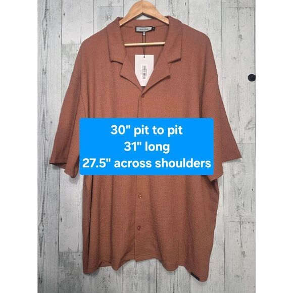 Mauvais Elvissa Relaxed Fit Textured Short Sleeved Shirt in Canyon Sz 5XL - Picture 5 of 8